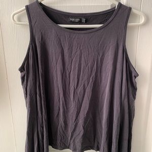 Grey long sleeve/ cut out shoulder top